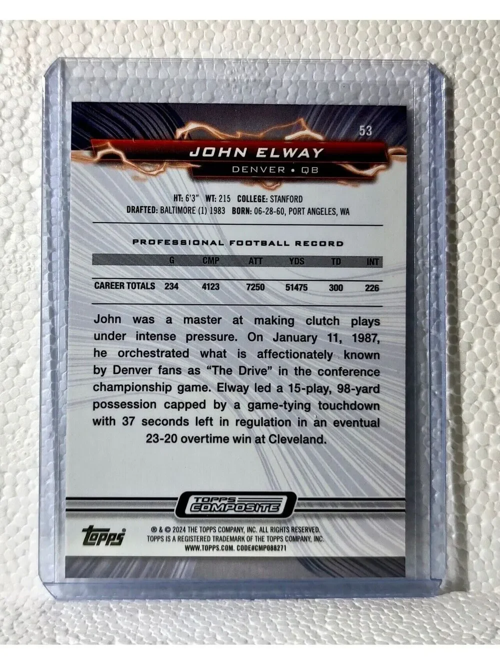 John Elway 2023 Topps Resurgence NFL 53 Composite Football Card Denver Broncos